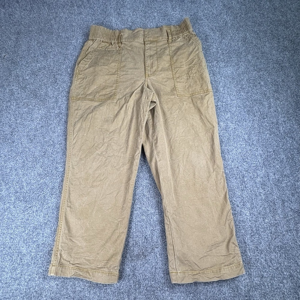 Cabi Cropped Pants Women 12 Brown Wide Leg Casual Boho Coastal Minimalist Resort